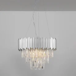 Lampadari Moderni-Selezionato da Mazzolaluce Lampadario contemporana cristalli cromo per salotto 50cm
