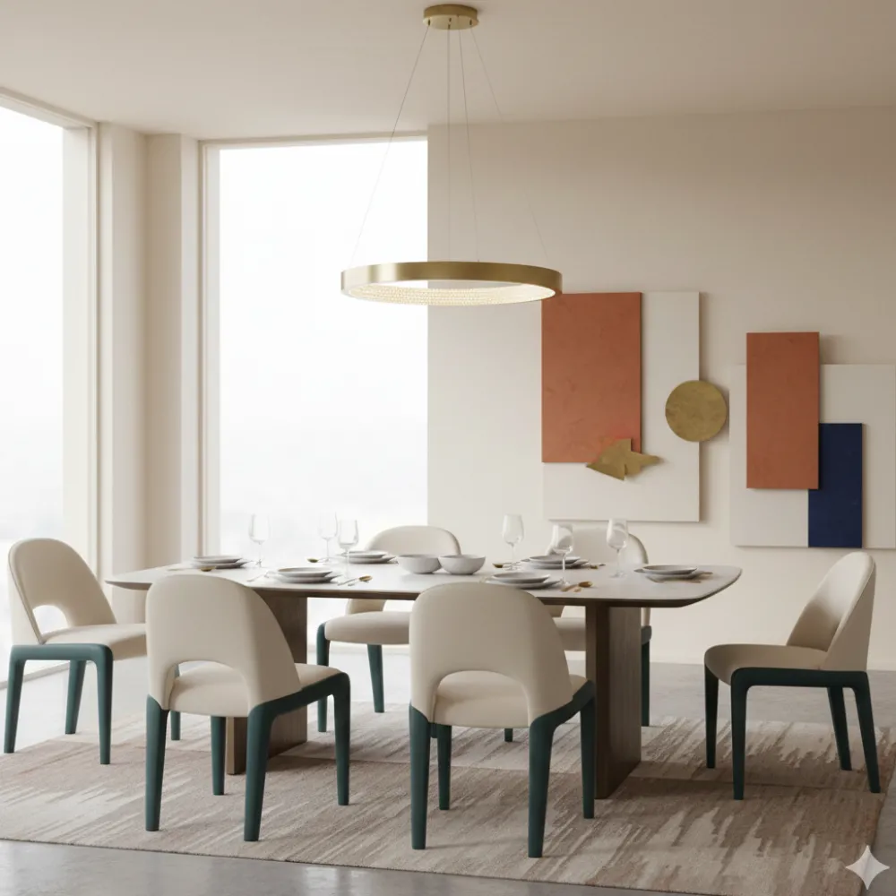 Lampadari Moderni-Selezionato da Mazzolaluce Lampadario contemporaneo anello ottone 45cm led 3000k