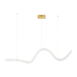 Lampadari Moderni-Selezionato da Mazzolaluce Lampadario contemporaneo collana vetri bianchi e oro led 3000k dimmerabile
