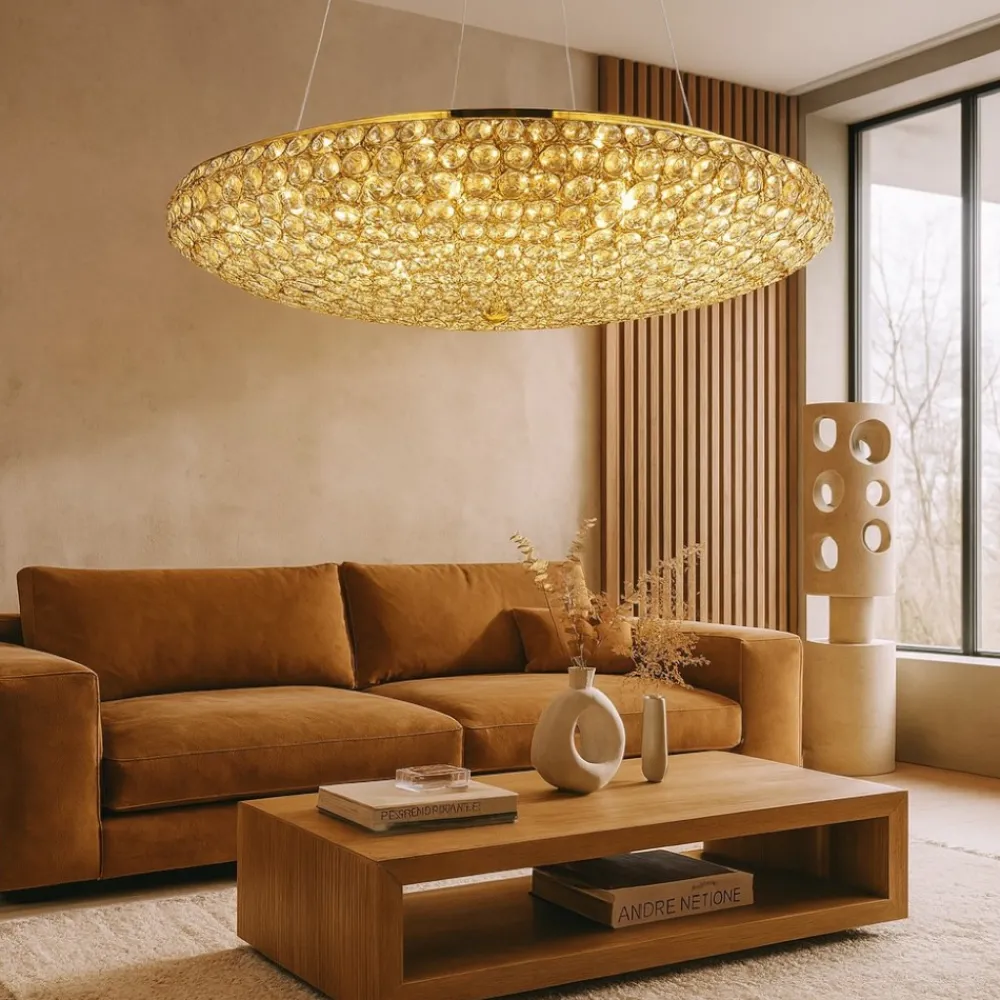 Lampadari Moderni-Ideal Lux Lampadario contemporaneo di cristallo oro king sp12