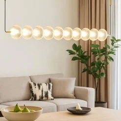 Lampadari Moderni-Selezionato da Mazzolaluce Lampadario contemporaneo elegante vetro decorato oro led cct dimmerabile