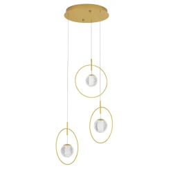 Lampadari Moderni-Selezionato da Mazzolaluce Lampadario contemporaneo led 3000k 3 sospensione oro vetri decorati