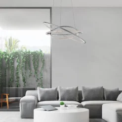 Lampadari Moderni-Selezionato da Mazzolaluce Lampadario contemporaneo led 3000k anelli con cristalli cromo