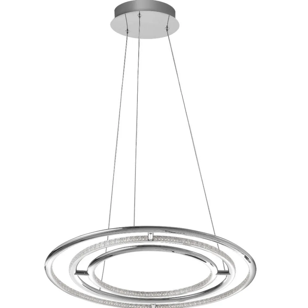 Lampadari Moderni-Selezionato da Mazzolaluce Lampadario contemporaneo led 3000k anelli con cristalli cromo