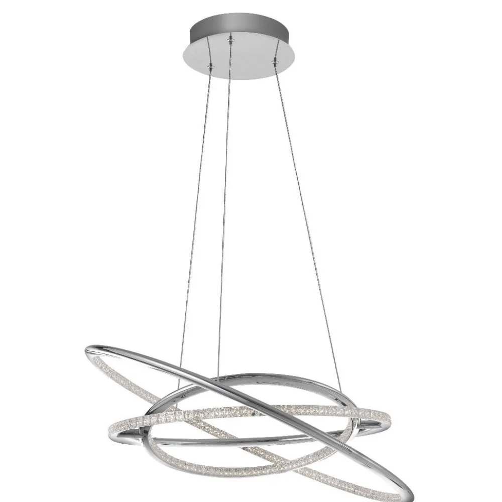 Lampadari Moderni-Selezionato da Mazzolaluce Lampadario contemporaneo led 3000k anelli con cristalli cromo
