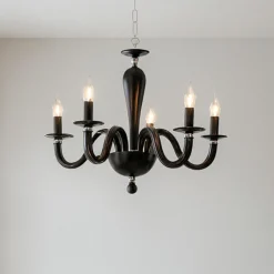 Lampadari Moderni-Ondaluce Lampadario contemporaneo lp ravel nero sei luci vetro