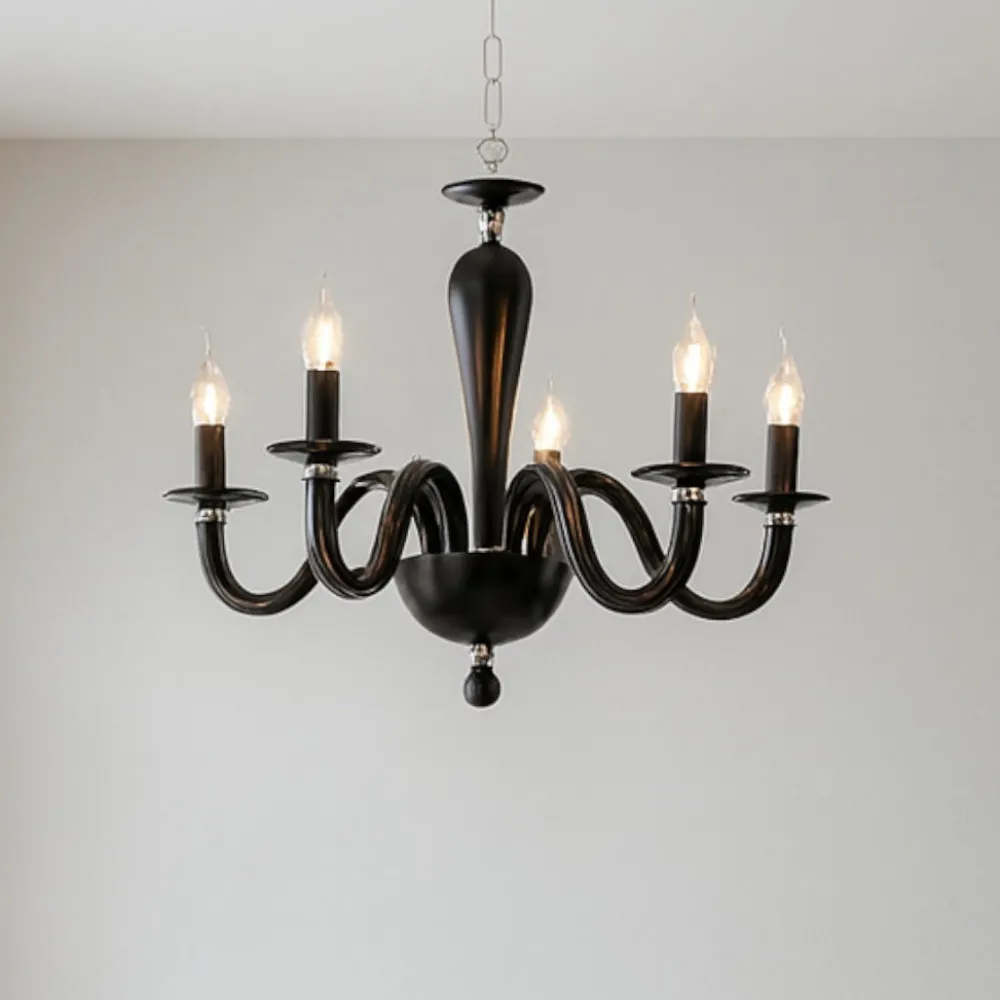Lampadari Moderni-Ondaluce Lampadario contemporaneo lp ravel nero sei luci vetro