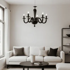 Lampadari Moderni-Ondaluce Lampadario contemporaneo lp ravel nero sei luci vetro