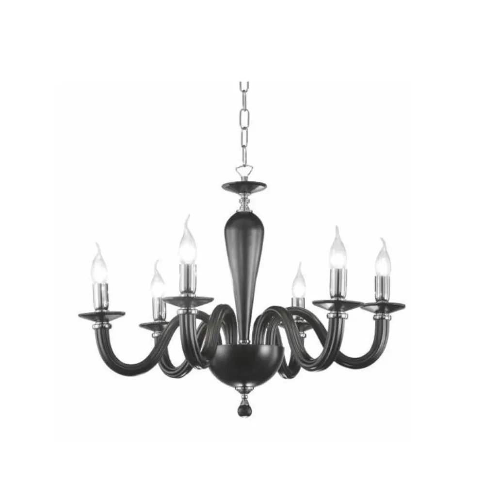 Lampadari Moderni-Ondaluce Lampadario contemporaneo lp ravel nero sei luci vetro