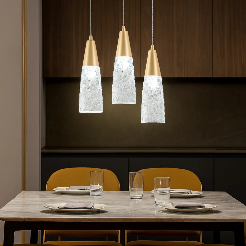 Lampadari Moderni-Selezionato da Mazzolaluce Lampadario contemporaneo 3 luci oro per soggiorno