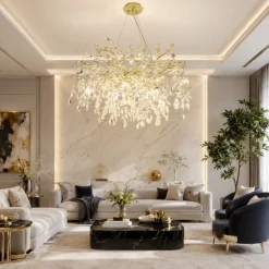 Lampadari Moderni-Selezionato da Mazzolaluce Lampadario contemporaneo oro pendenti vetro cristallo
