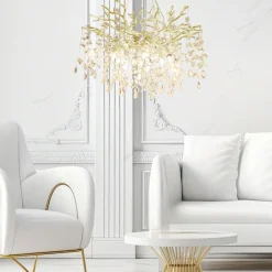 Lampadari Moderni-Selezionato da Mazzolaluce Lampadario contemporaneo oro pendenti vetro cristallo