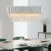 Lampadari Moderni-Selezionato da Mazzolaluce Lampadario contemporaneo per tavolo da pranzo cromo e cristalli
