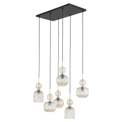 Lampadari Moderni-Selezionato da Mazzolaluce lampadario contemporaneo 6 vetri ambra pendenti per sala da pranzo