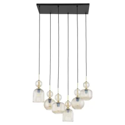 Lampadari Moderni-Selezionato da Mazzolaluce lampadario contemporaneo 6 vetri ambra pendenti per sala da pranzo