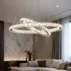 Lampadari Moderni-Selezionato da Mazzolaluce Lampadario contemporanep doppio anello cristalli led 40w 3500k cm64