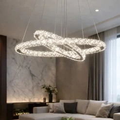 Lampadari Moderni-Selezionato da Mazzolaluce Lampadario contemporanep doppio anello cristalli led 40w 3500k cm64