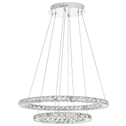 Lampadari Moderni-Selezionato da Mazzolaluce Lampadario contemporanep doppio anello cristalli led 40w 3500k cm64