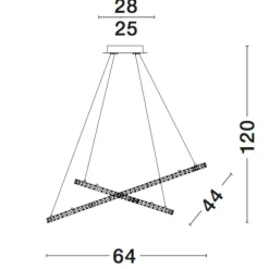 Lampadari Moderni-Selezionato da Mazzolaluce Lampadario contemporanep doppio anello cristalli led 40w 3500k cm64