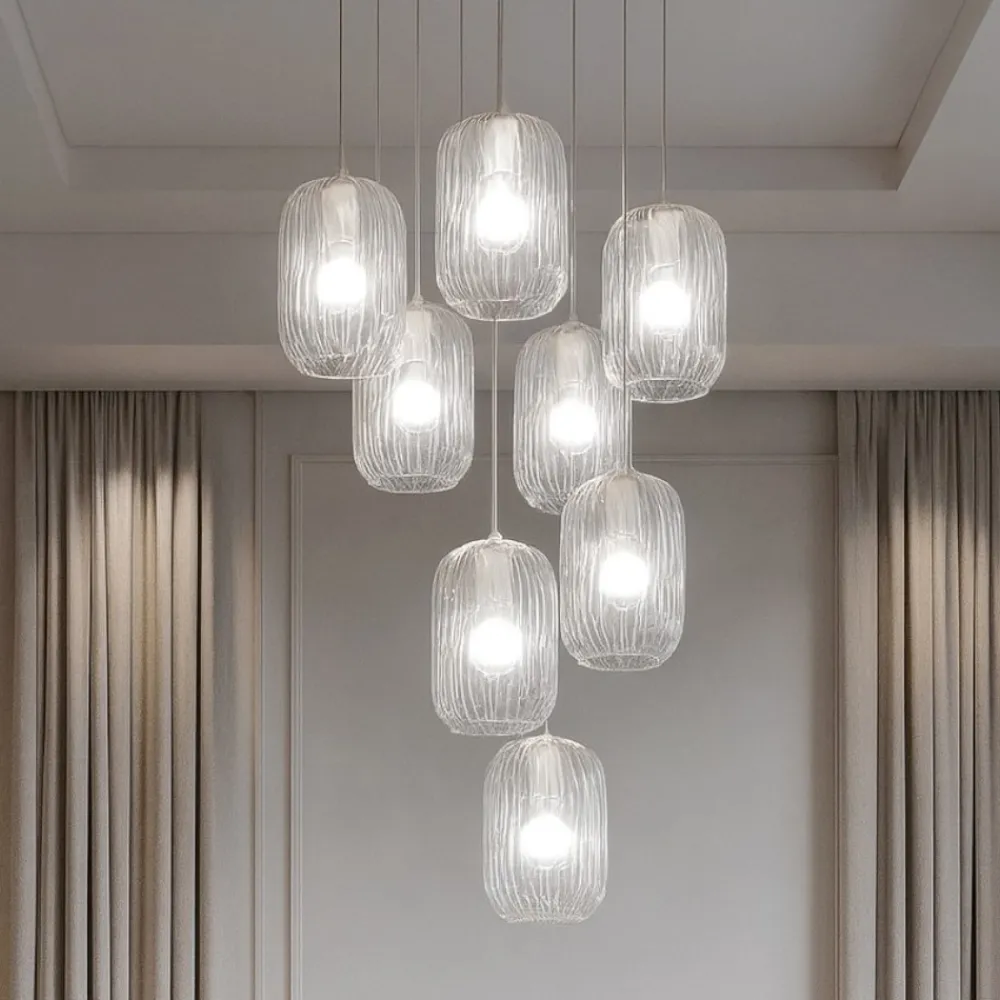 Lampadari Moderni-Top Light Lampadario con vetro trasparente toplight tender oro per salone