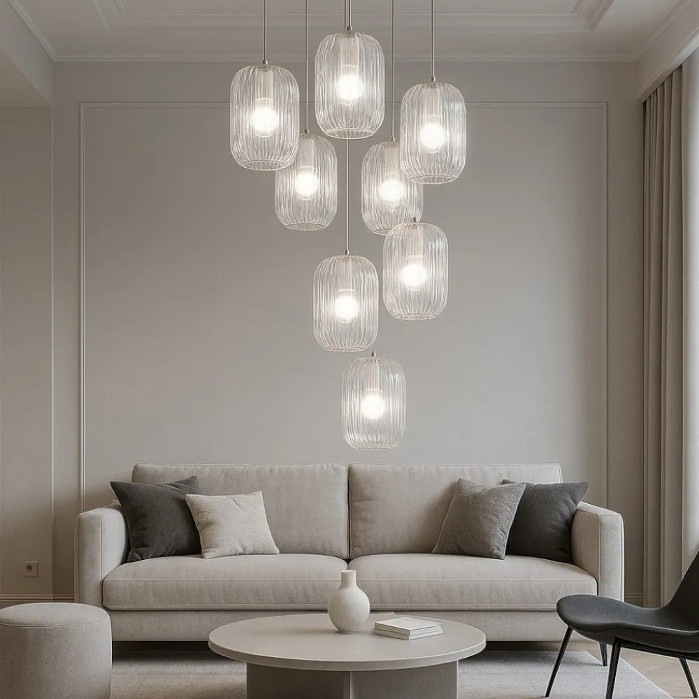 Lampadari Moderni-Top Light Lampadario con vetro trasparente toplight tender oro per salone