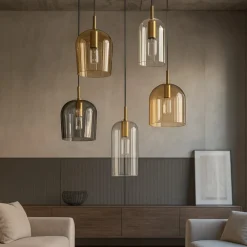 Lampadari Moderni-Perenz Illuminazione Lampadario coro perenz 5 pendenti vetri multicolor per salotto