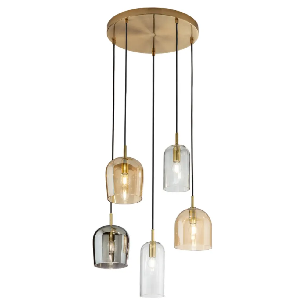 Lampadari Moderni-Perenz Illuminazione Lampadario coro perenz 5 pendenti vetri multicolor per salotto