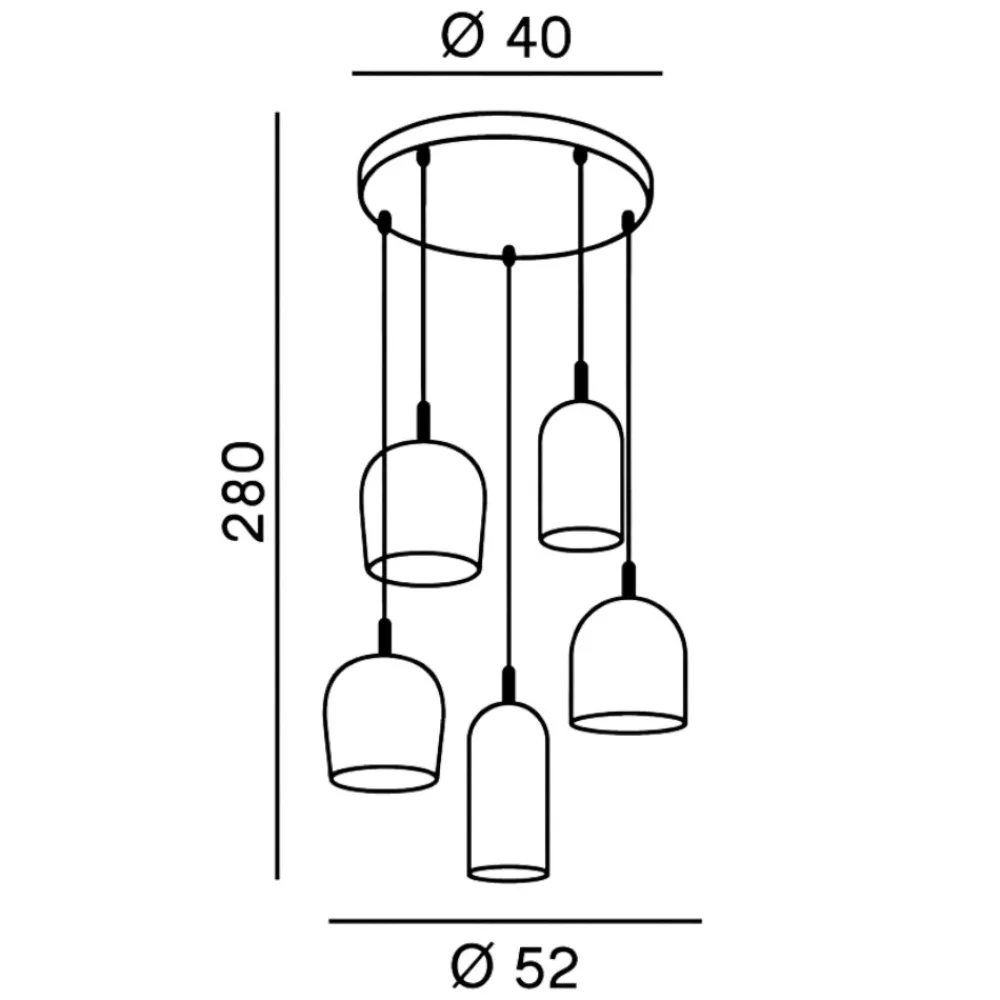Lampadari Moderni-Perenz Illuminazione Lampadario coro perenz 5 pendenti vetri multicolor per salotto