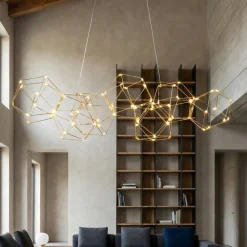 Lampadari Moderni-Selezionato da Mazzolaluce Lampadario costellazione oro moderno per soggiorno led 33w 3000k