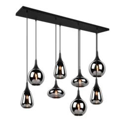 Lampadari Cucina-Selezionato da Mazzolaluce Lampadario cromato da cucina 8 diffusore vetro h150 cm max