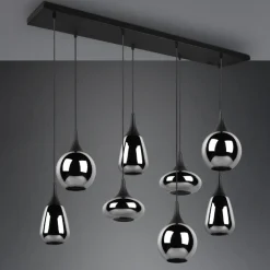 Lampadari Cucina-Selezionato da Mazzolaluce Lampadario cromato da cucina 8 diffusore vetro h150 cm max