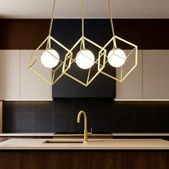 Lampadari Cucina-Perenz Illuminazione Lampadario cube oro per cucina