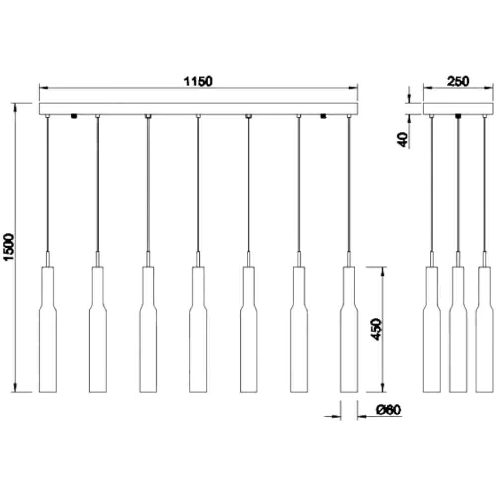 Lampadari Cucina-Selezionato da Mazzolaluce Lampadario cucina in vetro led da 2300k a 4000k moderno