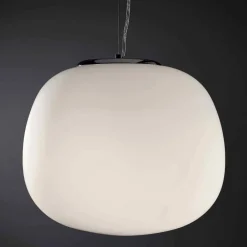 Lampadari Cucina-Selezionato da Mazzolaluce Lampadario cucina moderna boccia 19cm vetro bianco
