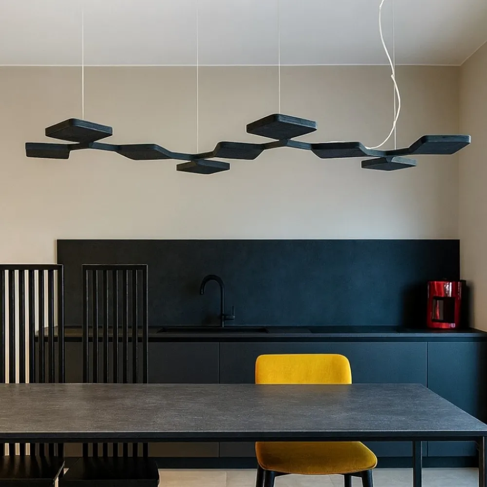 Lampadari Cucina-Stilnovo Lampadario cucina moderna nero led 91w quad