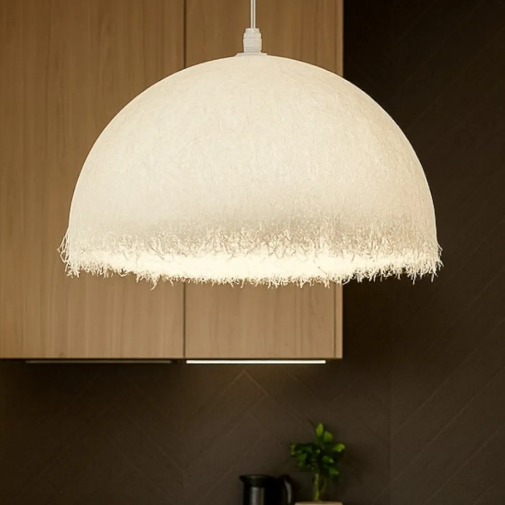Lampadari Cucina-Selezionato da Mazzolaluce Lampadario cupola bianca 40cm in fibra di vetro per cucina