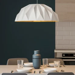 Lampadari Cucina-Perenz Illuminazione Lampadario cupola bianco oro per cucina moderna perenz