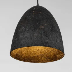 Lampadari Moderni-Selezionato da Mazzolaluce Lampadario cupola 36cm a sospensione nera carta seta di gelso naturale