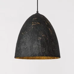 Lampadari Moderni-Selezionato da Mazzolaluce Lampadario cupola 36cm a sospensione nera carta seta di gelso naturale