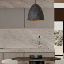 Lampadari Moderni-Selezionato da Mazzolaluce Lampadario cupola 36cm a sospensione nera carta seta di gelso naturale
