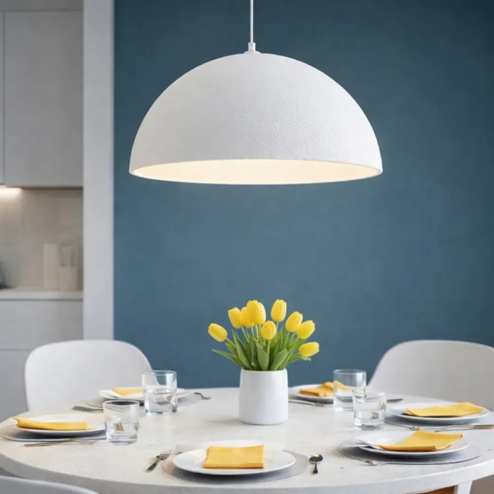 Lampadari Cucina-Selezionato da Mazzolaluce Lampadario cupola 50cm bianca effetto pietra per cucina