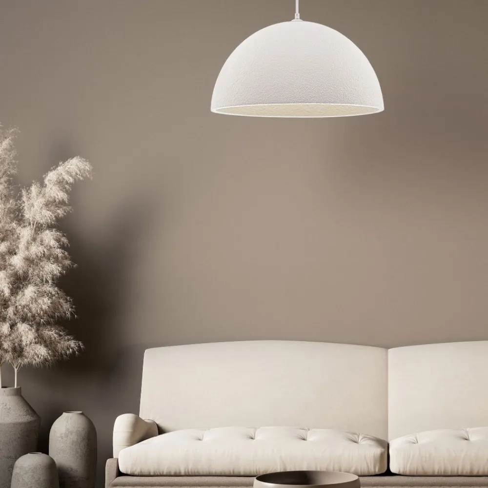 Lampadari Cucina-Selezionato da Mazzolaluce Lampadario cupola 50cm bianca effetto pietra per cucina