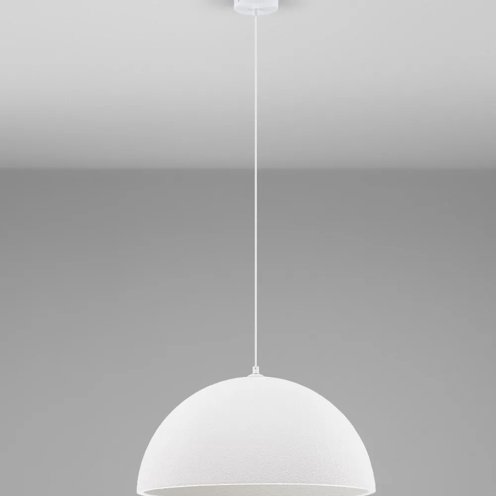 Lampadari Cucina-Selezionato da Mazzolaluce Lampadario cupola 50cm bianca effetto pietra per cucina