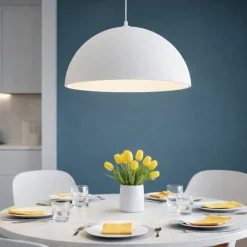 Lampadari Cucina-Selezionato da Mazzolaluce Lampadario cupola 60cm bianca effetto pietra per cucina