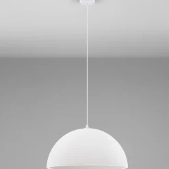 Lampadari Cucina-Selezionato da Mazzolaluce Lampadario cupola 60cm bianca effetto pietra per cucina