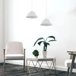 Lampadari Cucina-Selezionato da Mazzolaluce Lampadario cupola 34cm bianco di metallo per cucina