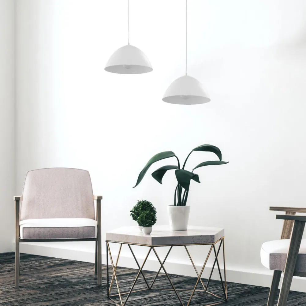 Lampadari Cucina-Selezionato da Mazzolaluce Lampadario cupola 34cm bianco di metallo per cucina