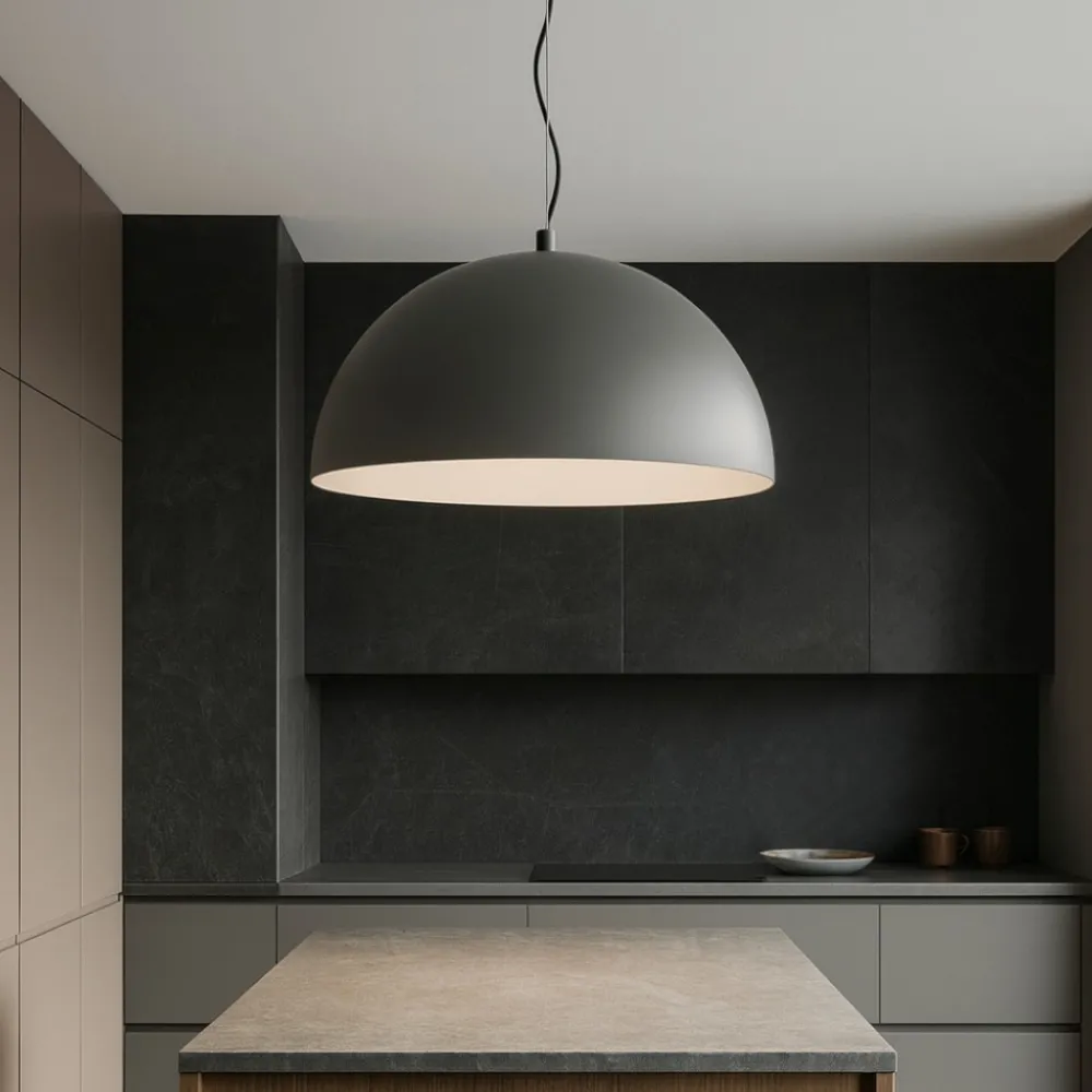 Lampadari Cucina-Perenz Illuminazione Lampadario cupola 60cm bicolore grigio marrone per cucina steel perenz