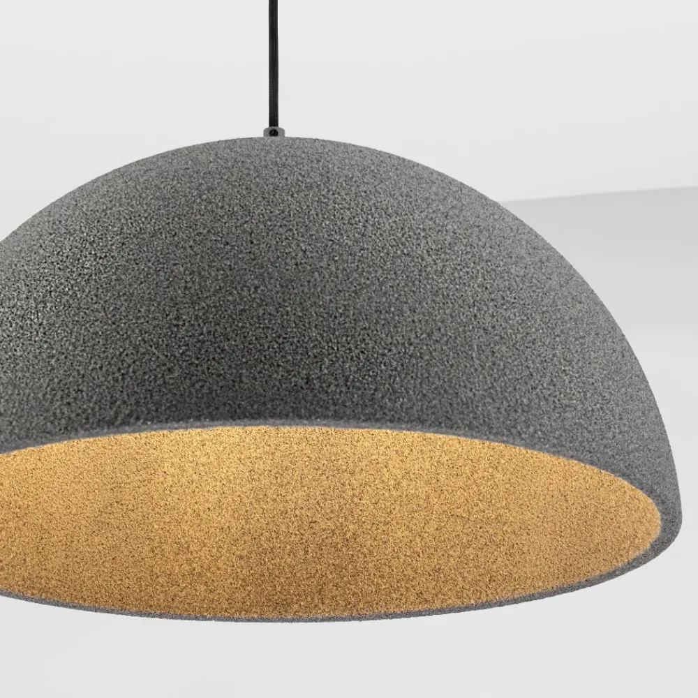 Lampadari Cucina-Selezionato da Mazzolaluce Lampadario cupola 50cm effetto pietra grigio antracite per cucina