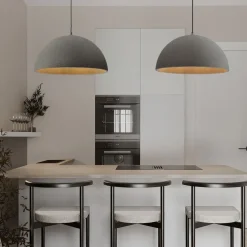 Lampadari Cucina-Selezionato da Mazzolaluce Lampadario cupola 50cm effetto pietra grigio antracite per cucina